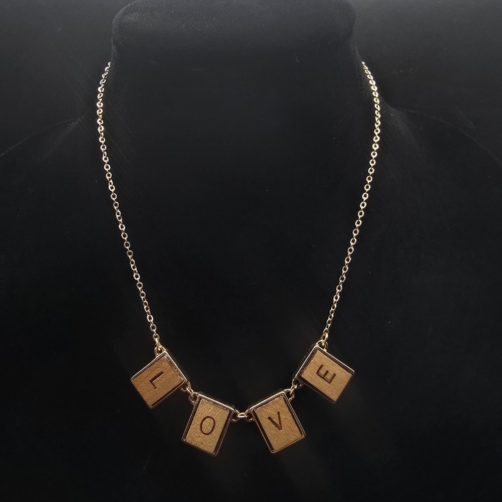 Love Scrabble Piece Necklace Vintage Costume Jewelry